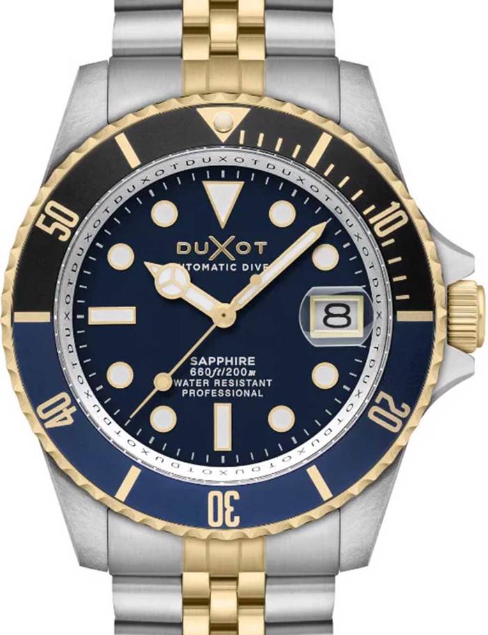 Duxot Atlantica Diver Roloi Aftomato me Xruso / Asimi Metalliko Brasele DX-2057-AA