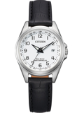 Citizen Eco-Drive Radio-Controlled Roloi Iliakis Energias me Mavro Dermatino Louraki EC1180-14A