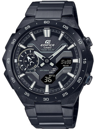 Casio Edifice Smartwatch Ρολόι Χρονογράφος Ηλιακής Ενέργειας με Μαύρο Μεταλλικό Μπρασελέ ECB-2200DC-1AEF