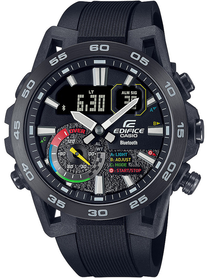Casio Edifice Smartwatch Roloi Batarias me Mavro Kaoutsouk Louraki ECB-40MP-1AEF