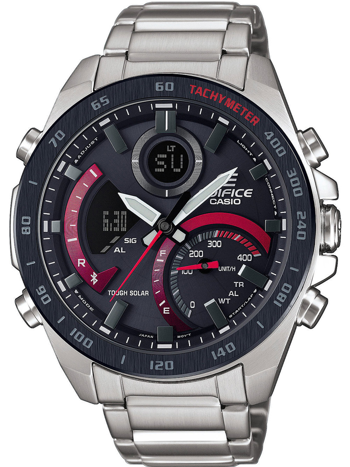 Casio Edifice Solar Smartwatch Roloi Iliakis Energias me Asimi Metalliko Brasele ECB-900DB-1AER