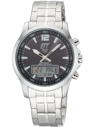 ETT Eco Tech Time EGA-11715-21M Mens Watch Radio-controlled Solar Drive Professional Chronograph 45mm 5ATM