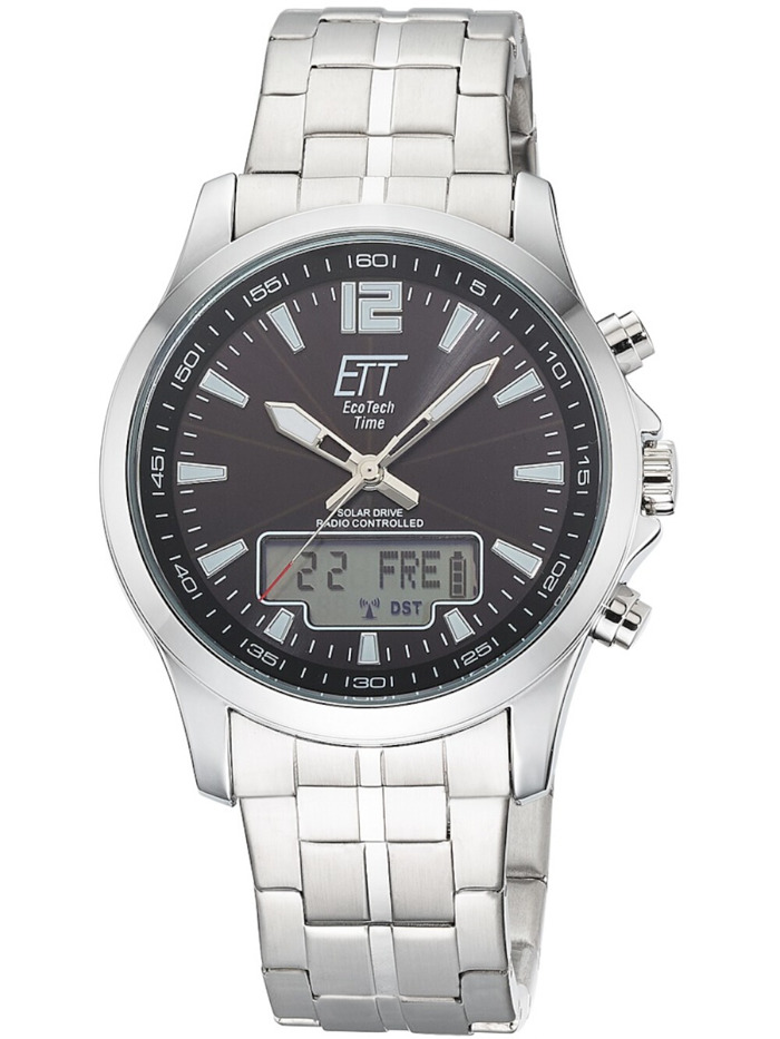 ETT Eco Tech Time EGA-11715-21M Mens Watch Radio-controlled Solar Drive Professional Chronograph 45mm 5ATM