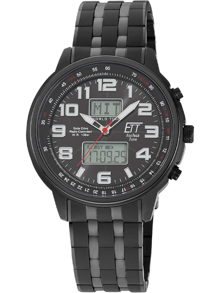 ETT Eco Tech Time EGS-11736-22M Mens Watch Solar Drive Radio-controlled 48mm 10ATM