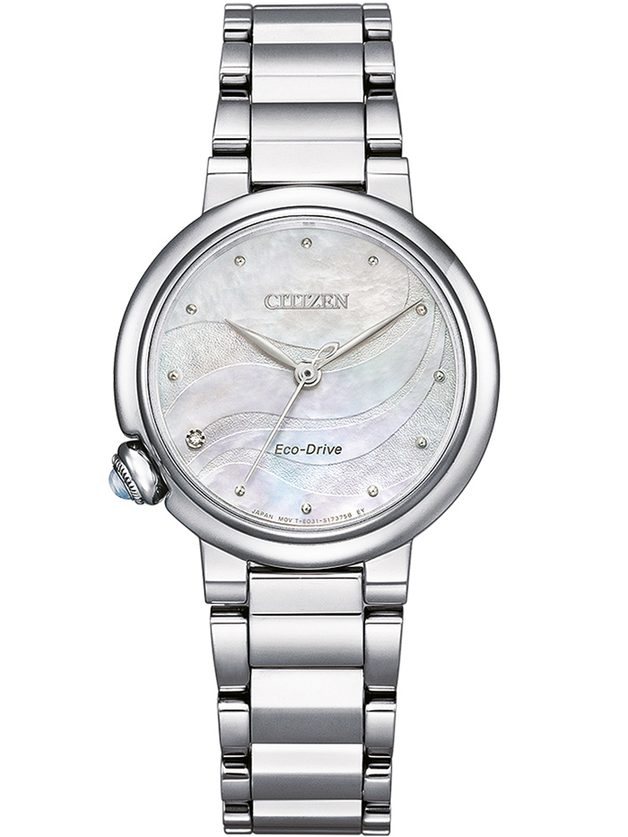 Citizen Eco-Drive Elegance Roloi Iliakis Energias me Asimi Metalliko Brasele EM0910-80D