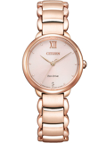 Citizen Eco-Drive Elegance Roloi Iliakis Energias me Roz Xruso Metalliko Brasele EM0922-81X