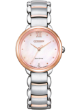 Citizen Eco-Drive Elegance Roloi Iliakis Energias me Roz Xruso / Asimi Metalliko Brasele EM0924-85Y