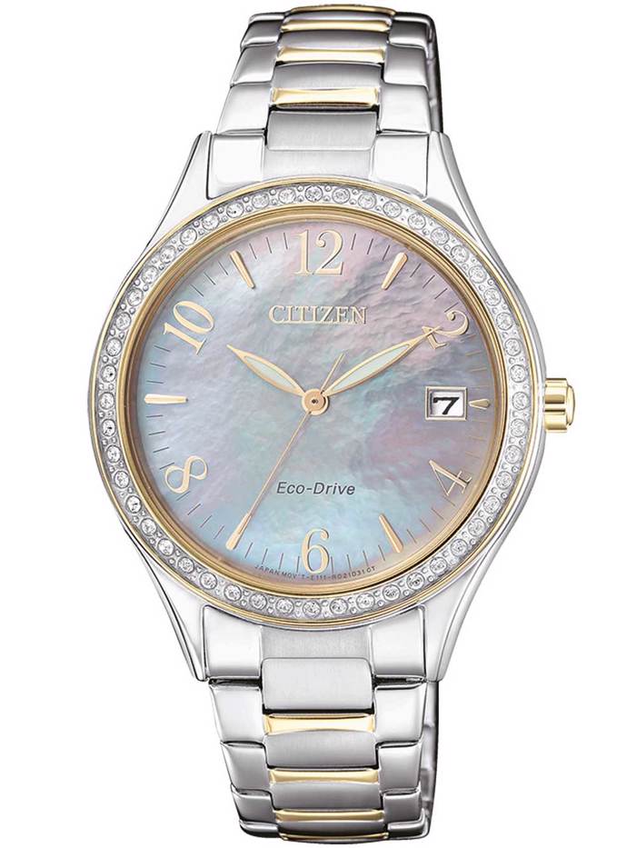 Citizen Eco-Drive Elegance Roloi Iliakis Energias me Xruso / Asimi Metalliko Brasele EO1184-81D