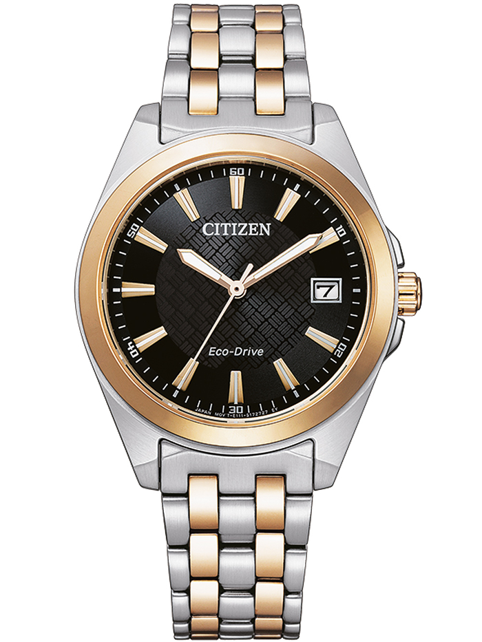 Citizen Eco-Drive Sport Roloi Iliakis Energias me Roz Xruso / Asimi Metalliko Brasele EO1213-85E