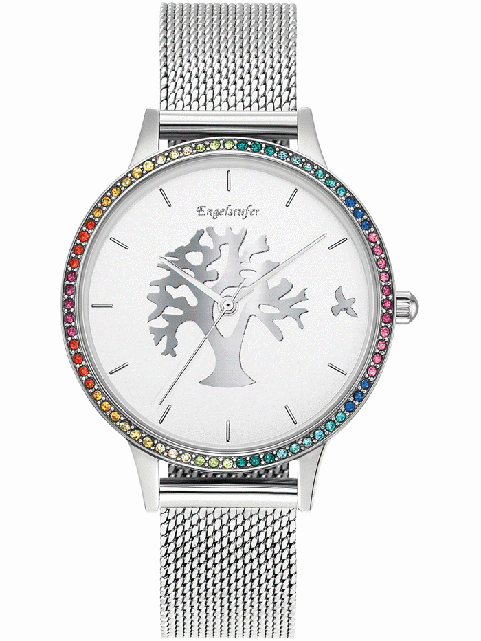 Engelsrufer Tree Of Life Roloi Batarias me Asimi Metalliko Brasele ERWA-TREE02-MS-MSZM