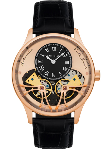 Thomas Earnshaw Scientists Faraday Ρολόι Αυτόματο με Μαύρο Δερμάτινο Λουράκι ES-8179-0C