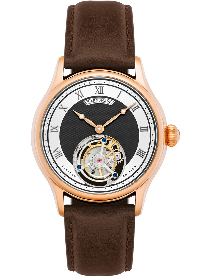 Thomas Earnshaw Palmerston Tourbillon Skeleton Roloi Aftomato me Kafe Dermatino Louraki ES-8213-03