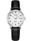 Citizen Basic Roloi Batarias me Mavro Dermatino Louraki EU6090-03A