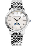 Frederique Constant Slimline Moonphase Roloi Batarias me Asimi Metalliko Brasele FC-206MPWD1S6B