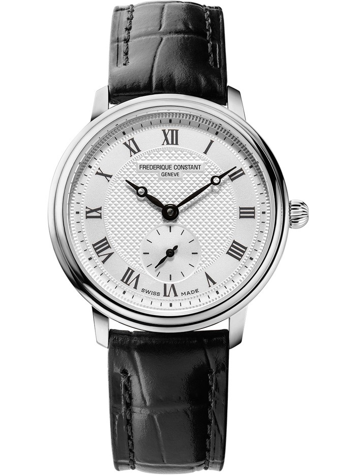 Frederique Constant Slimline Small Seconds Roloi Batarias me Mavro Dermatino Louraki FC-235M1S6