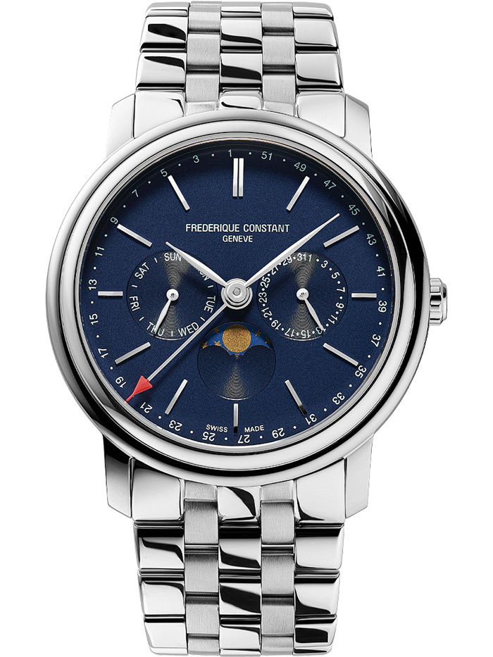 Frederique Constant Classic Moonphase Roloi Batarias me Asimi Metalliko Brasele FC-270N4P6B