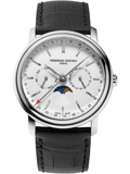 Frederique Constant Classics Businesstimer Moonphase Roloi Batarias me Mavro Dermatino Louraki FC-270SW4P26