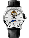 Frederique Constant Classic Moon Phase Roloi Aftomato me Mavro Dermatino Louraki FC-335MC4P6