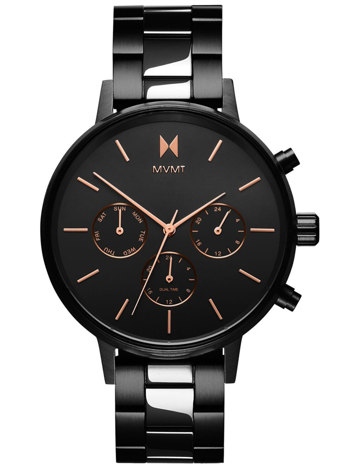 MVMT Nova Crux Roloi Batarias me Mavro Metalliko Brasele FC01-BL