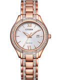 Citizen Eco-Drive Elegance Roloi Iliakis Energias me Roz Xruso Metalliko Brasele FE1233-52A