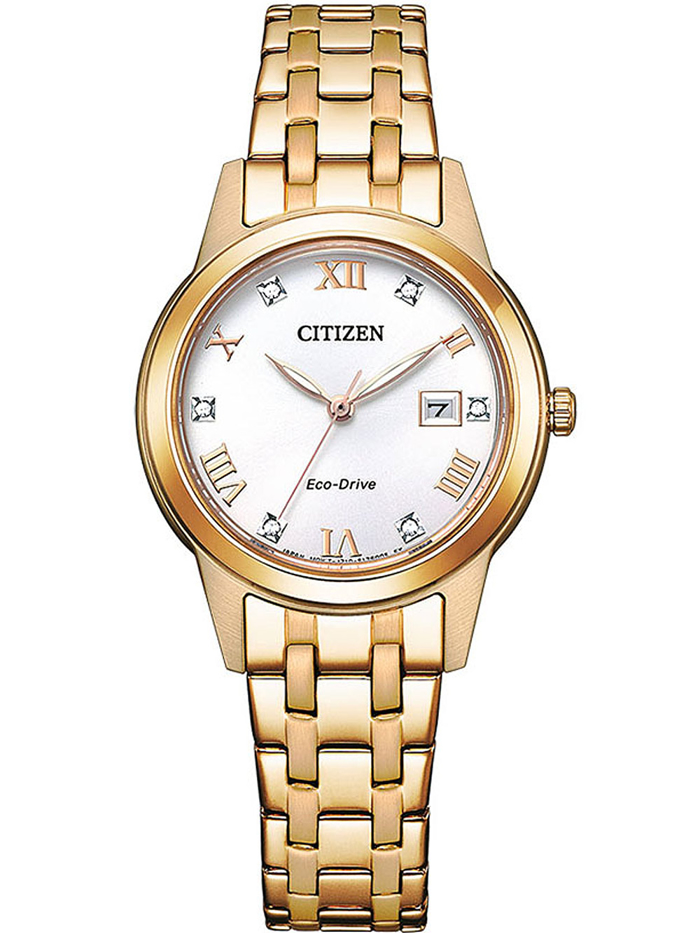Citizen Eco-drive Elegance Roloi Iliakis Energias me Xruso Metalliko Brasele FE1243-83A