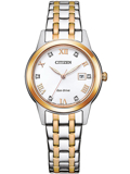 Citizen Eco-Drive Elegance Roloi Iliakis Energias me Roz Xruso / Asimi Metalliko Brasele FE1246-85A