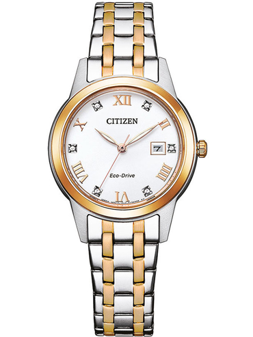 Citizen Eco-Drive Elegance Ρολόι Ηλιακής Ενέργειας με Ροζ Χρυσό / Ασημί Μεταλλικό Μπρασελέ FE1246-85A