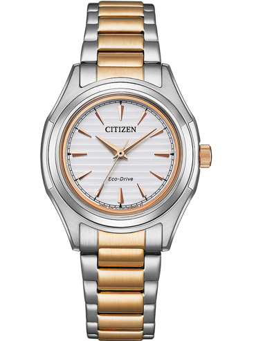 Citizen Eco-Drive Ρολόι Ηλιακής Ενέργειας με Ροζ Χρυσό / Ασημί Μεταλλικό Μπρασελέ FE2116-85A