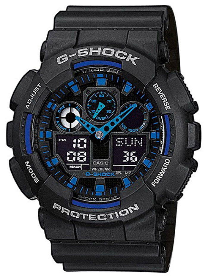 Casio G-Shock Roloi Xronogafos Batarias me Mavro Kaoutsouk Louraki GA-100-1A2ER