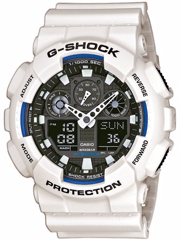 Casio G-Shock Ρολόι Χρονογράφος Μπαταρίας με Λευκό Καουτσούκ Λουράκι GA-100B-7AER