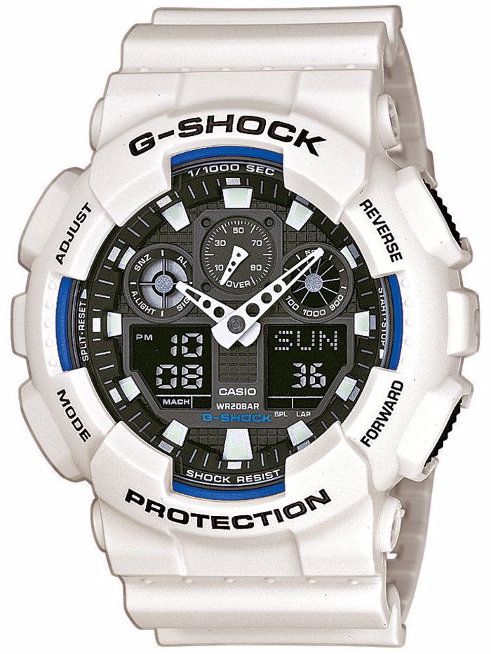 Casio G-Shock Roloi Xronogafos Batarias me Lefko Kaoutsouk Louraki GA-100B-7AER