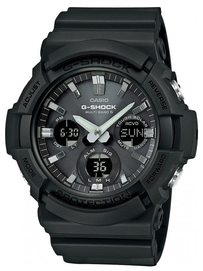 Casio G-Shock Roloi Xronogafos Iliakis Energias me Mavro Kaoutsouk Louraki GAW-100B-1AER