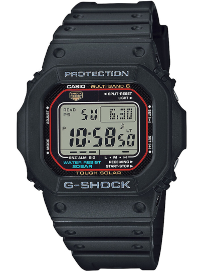 Casio G-Shock Solar Radio-Controlled Ρολόι Ηλιακής Ενέργειας με Μαύρο Καουτσούκ Λουράκι GW-M5610U-1ER