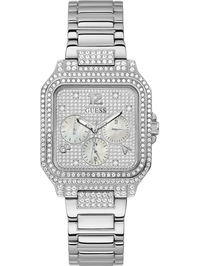 Guess Deco Roloi Batarias me Asimi Metalliko Brasele GW0472L1