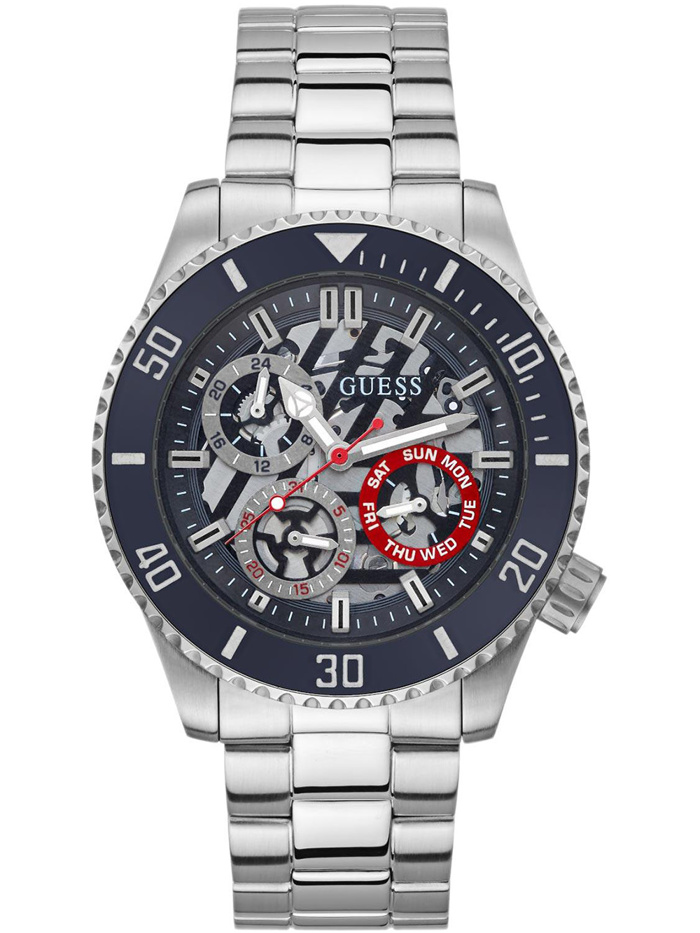 Guess Axle Roloi Batarias me Asimi Metalliko Brasele GW0488G1