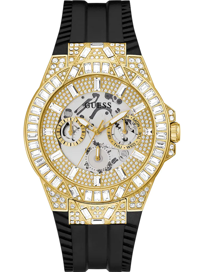 Guess Dynasty Roloi Batarias me Mavro Kaoutsouk Louraki GW0498G2