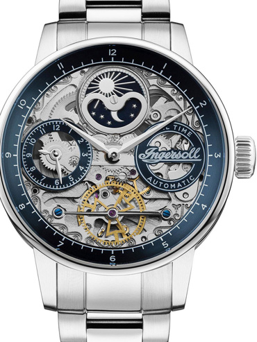 Ingersoll The Jazz Dual Time Ρολόι Αυτόματο με Ασημί Μεταλλικό Μπρασελέ I07707