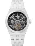 Ingersoll The Broadway Ceramic Dual Time Roloi Aftomato me Lefko Keramiko Brasele I15101