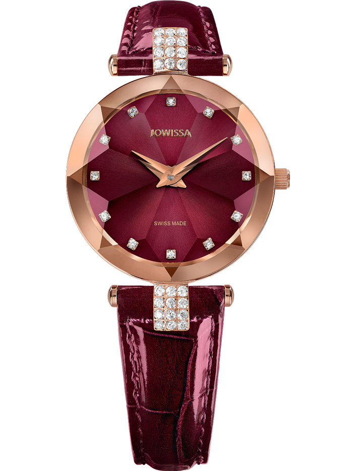 Jowissa Facet Strass Roloi Batarias me Bornto Dermatino Louraki J5.624.M