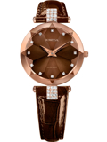 Jowissa Facet Strass Roloi Batarias me Kafe Dermatino Louraki J5.625.M