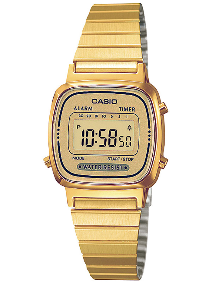 Casio Collection Roloi Xronogafos Batarias me Xruso Metalliko Brasele LA670WEGA-9EF