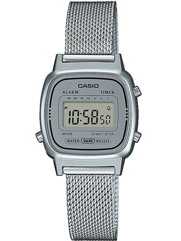 Casio Vintage Mini Ρολόι Μπαταρίας με Ασημί Μεταλλικό Μπρασελέ LA670WEM-7EF