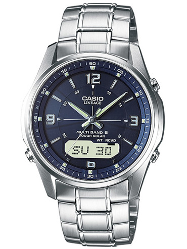 Casio Radio-Controlled Ρολόι Χρονογράφος Ηλιακής Ενέργειας με Ασημί Μεταλλικό Μπρασελέ LCW-M100DSE-2AER