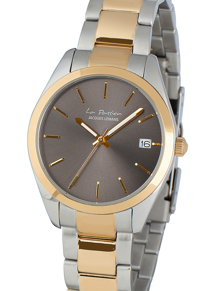 Jacques Lemans La Passion Roloi Batarias me Xruso / Asimi Metalliko Brasele LP-132G