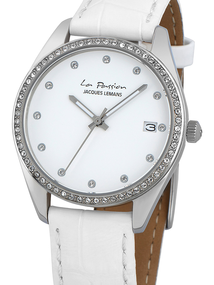 Jacques Lemans La Passion Roloi Batarias me Lefko Dermatino Louraki LP-133B