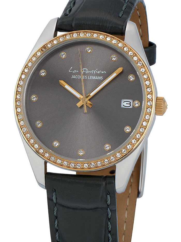 Jacques Lemans La Passion Roloi Batarias me Ggri Dermatino Louraki LP-133C