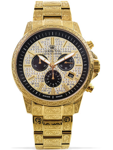 Louis XVI Palais Royale Ρολόι Χρονογράφος Μπαταρίας με Χρυσό Μεταλλικό Μπρασελέ LXVI1087