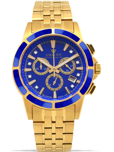 Louis XVI Majesté Ρολόι Χρονογράφος Μπαταρίας με Χρυσό Μεταλλικό Μπρασελέ LXVI1105