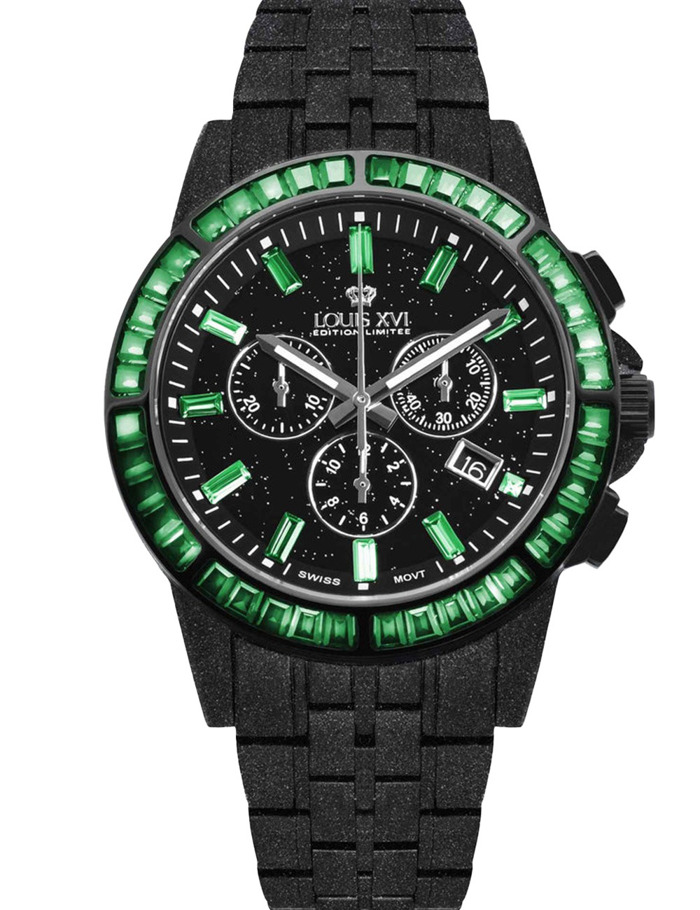 Louis XVI LXVI1182 Mens Watch Majeste Frosted Iced Out Chrono Limited 43mm 10ATM 