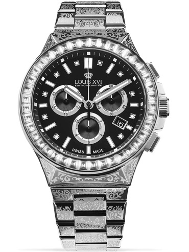 Louis XVI Le Monarque Royale Ρολόι Χρονογράφος Μπαταρίας με Ασημί Μεταλλικό Μπρασελέ LXVI1217
